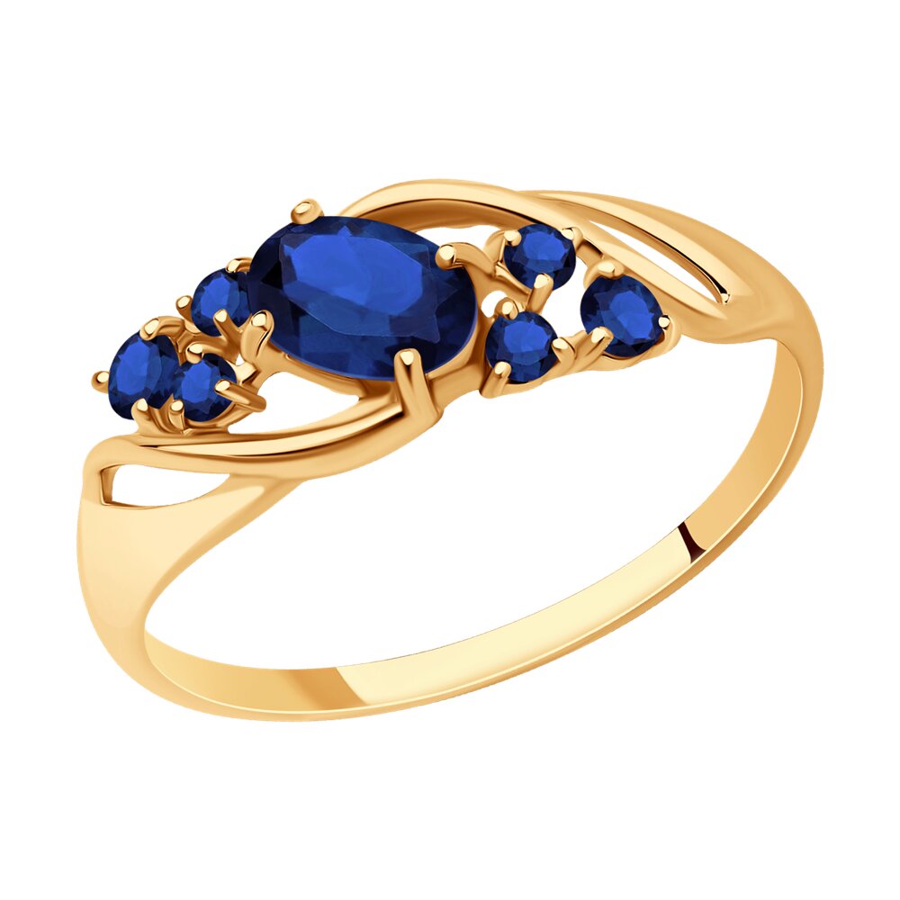Кольцо из золота с синими корундами